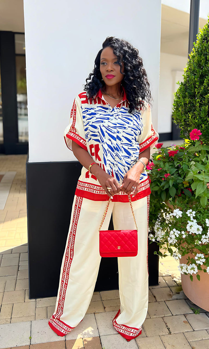 Summer In Italy Red Pants Set