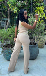 Kendall Knit Mocha & Lime Pants Set
