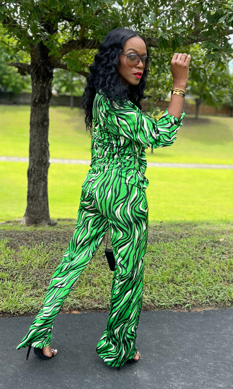 St. Barts Green and Black Pants Set