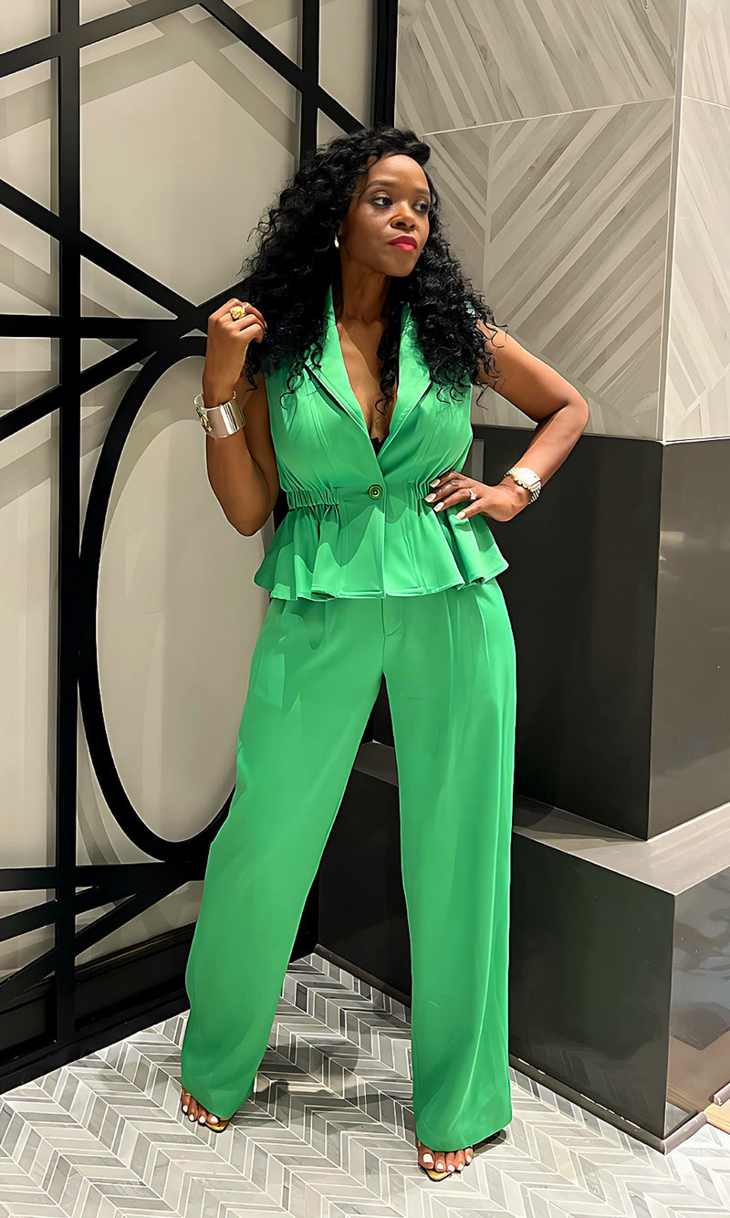 Jett Green Peplum Pants Set