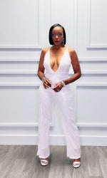Heated Silver Stretched Sequin Jumpsuit