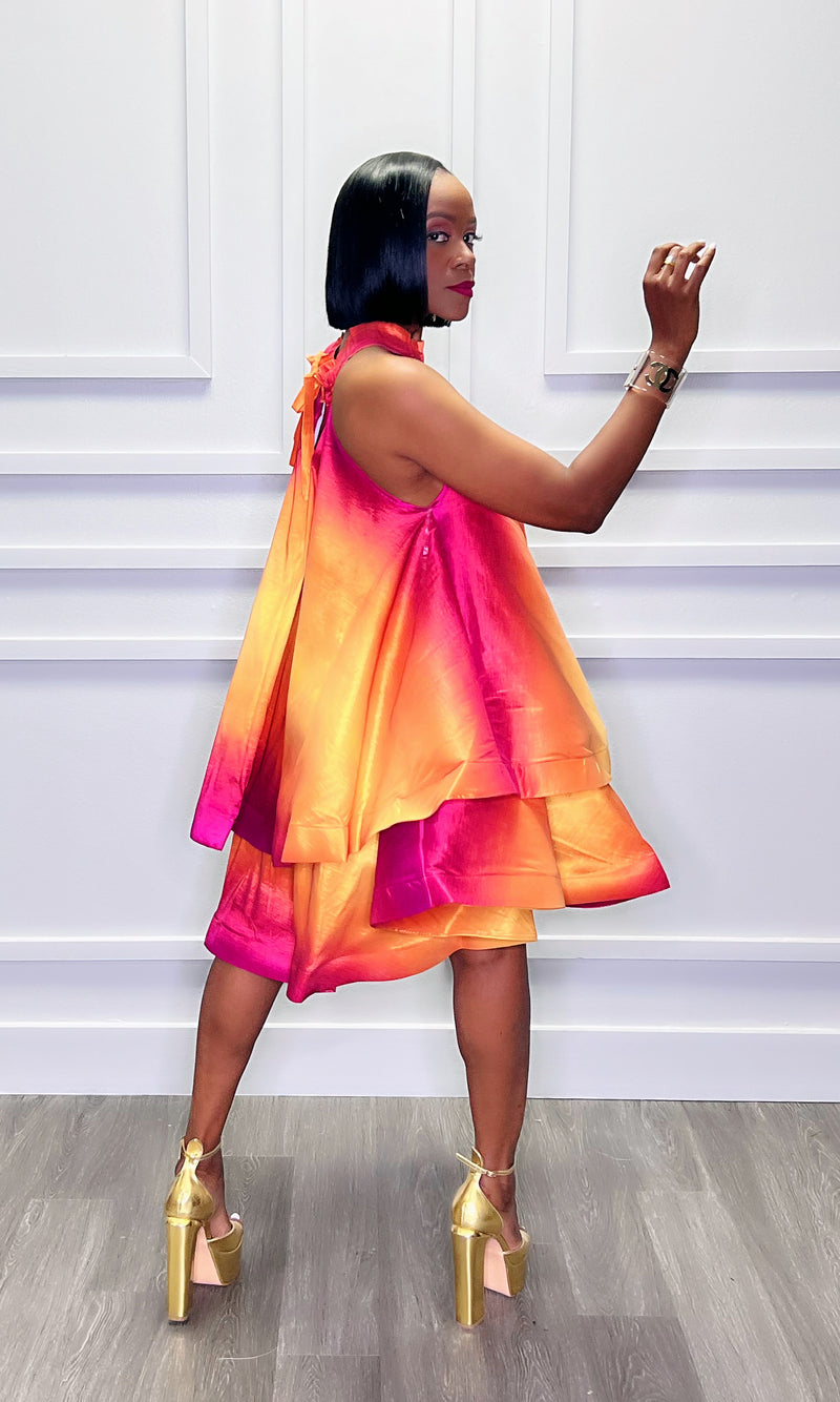 Regina Ruffled Fall Ombre Dress