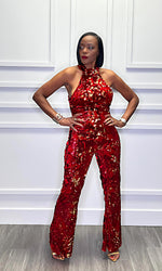 That Girl Red & Gold Sequin Jumpsuit:FINAL SALE