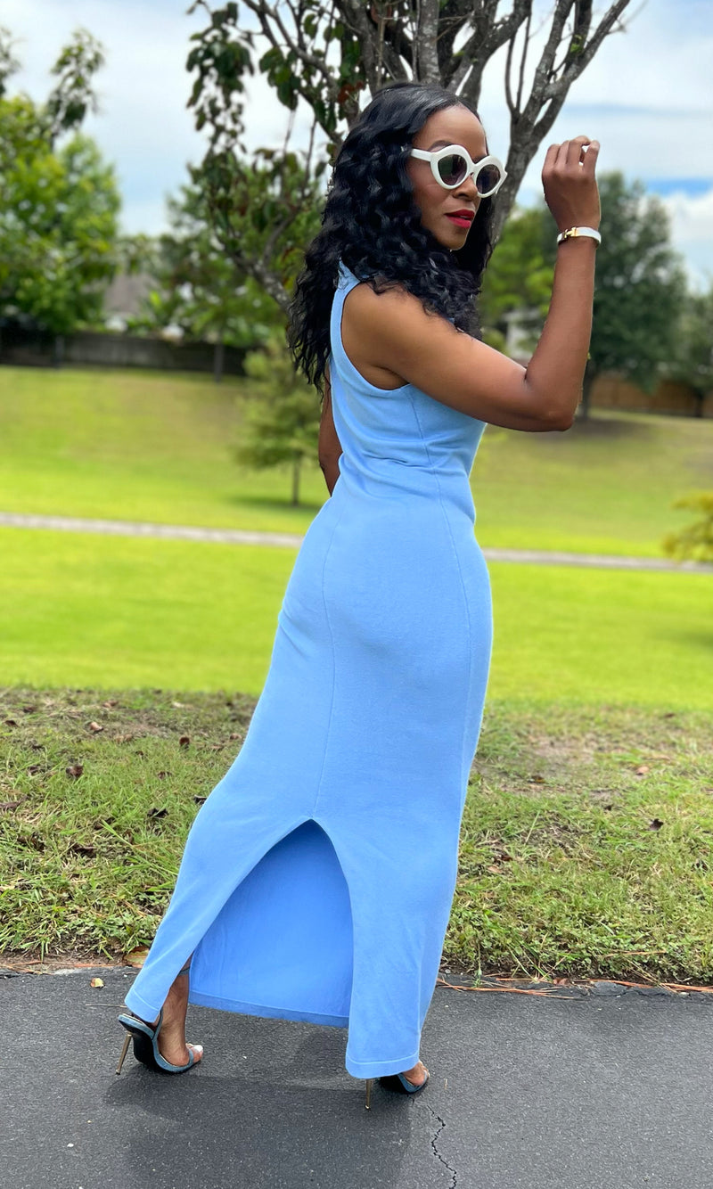 Mena Baby Blue Collar Dress