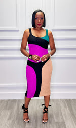 Kita Colorblock Midi Dress:FINAL W