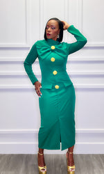 Michelle O Green Bow Dress