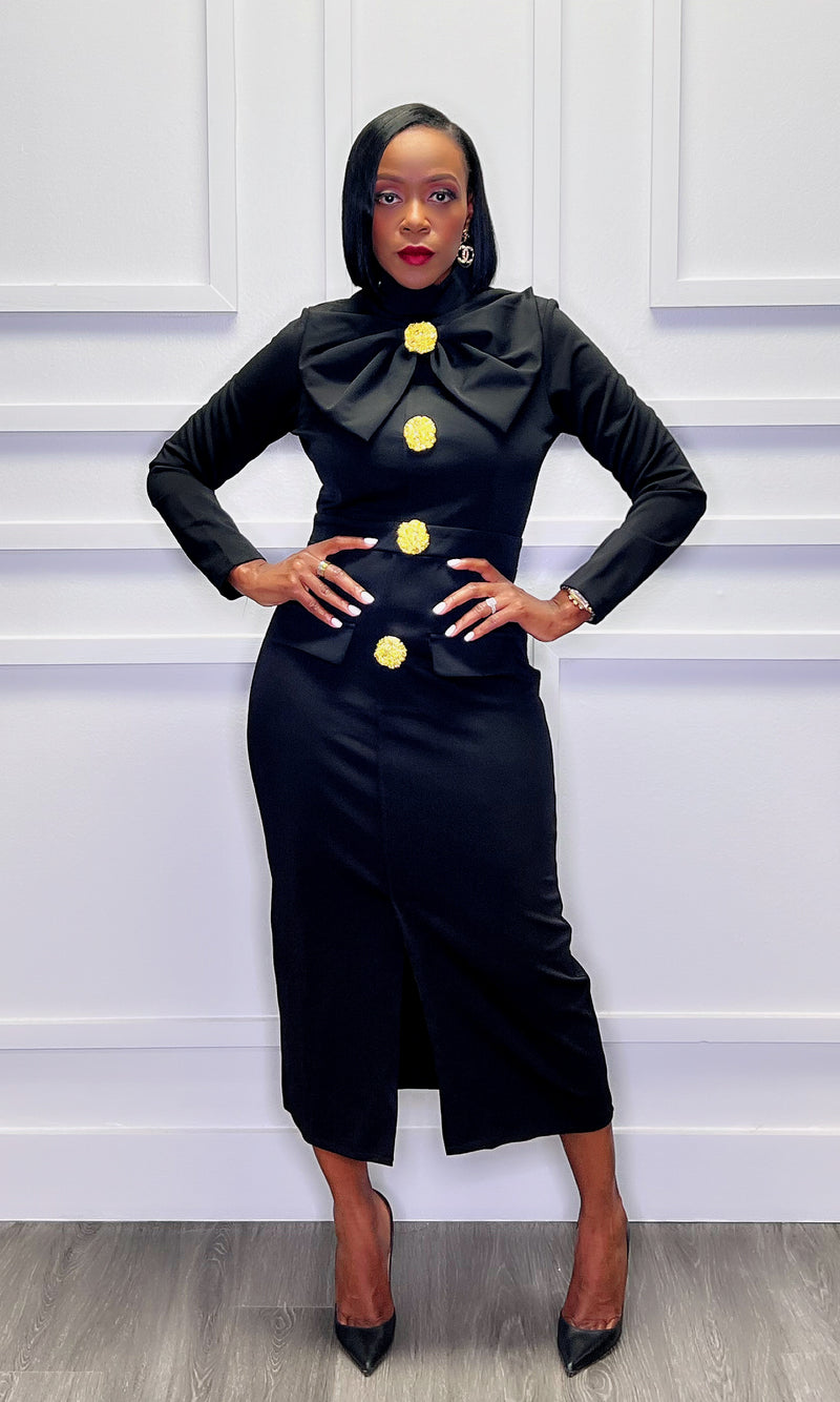 Michelle O Black Bow Dress