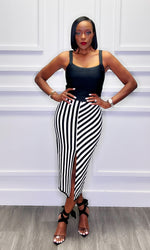 Stepping Out In Stripes Bandage Skirt Set