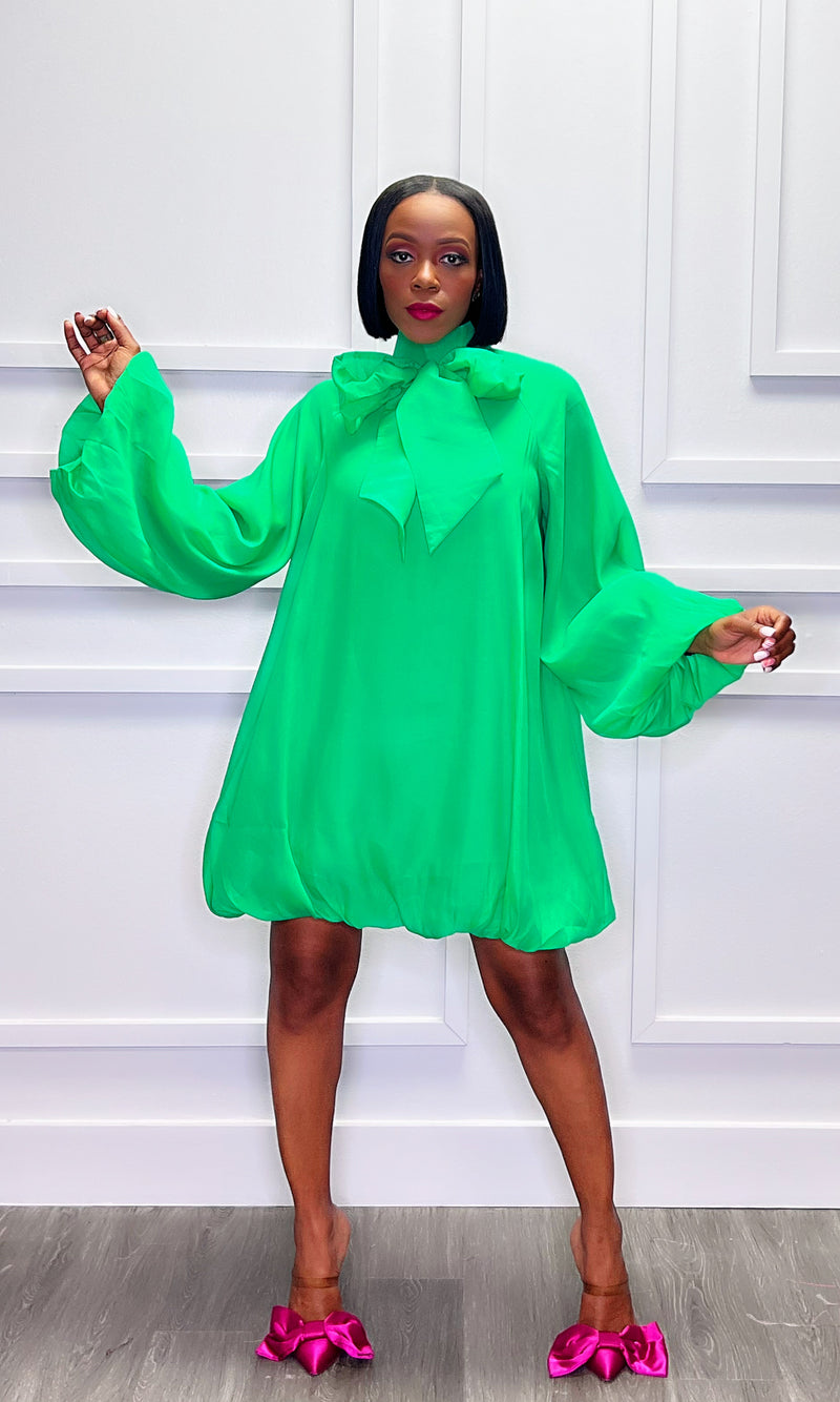 Brittany Bow Green Dress:FINAL SALE