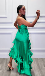 Sevyn High Low Ruffled Green Dress
