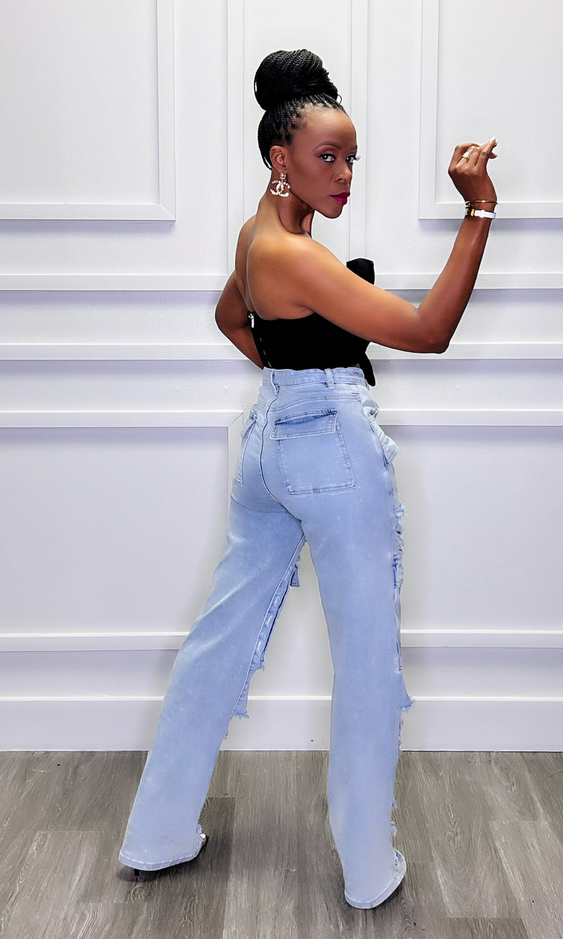 Robin Ribbon Black Crop Top