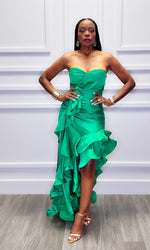 Sevyn High Low Ruffled Green Dress