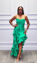 Sevyn High Low Ruffled Green Dress