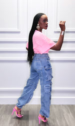 Patsy Pleated Pink Crop Top