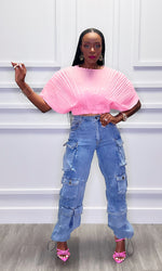 Patsy Pleated Pink Crop Top