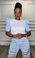 Gingham Puff Sleeve Top:FINAL SALE