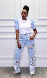 Gingham Puff Sleeve Top:FINAL SALE