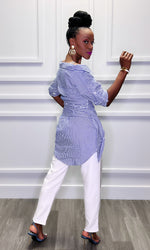 Alaina Asymetrical Striped Tunic Top:FINAL SALE