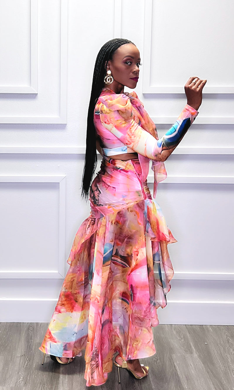 Picasso Mauve Ruffled Skirt