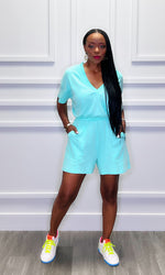 Jax Aqua Romper:FINAL SALE