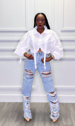 Kelly Cropped Button Down Top