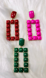 Reka Rectangle Jeweled Earrings (3 Colors)