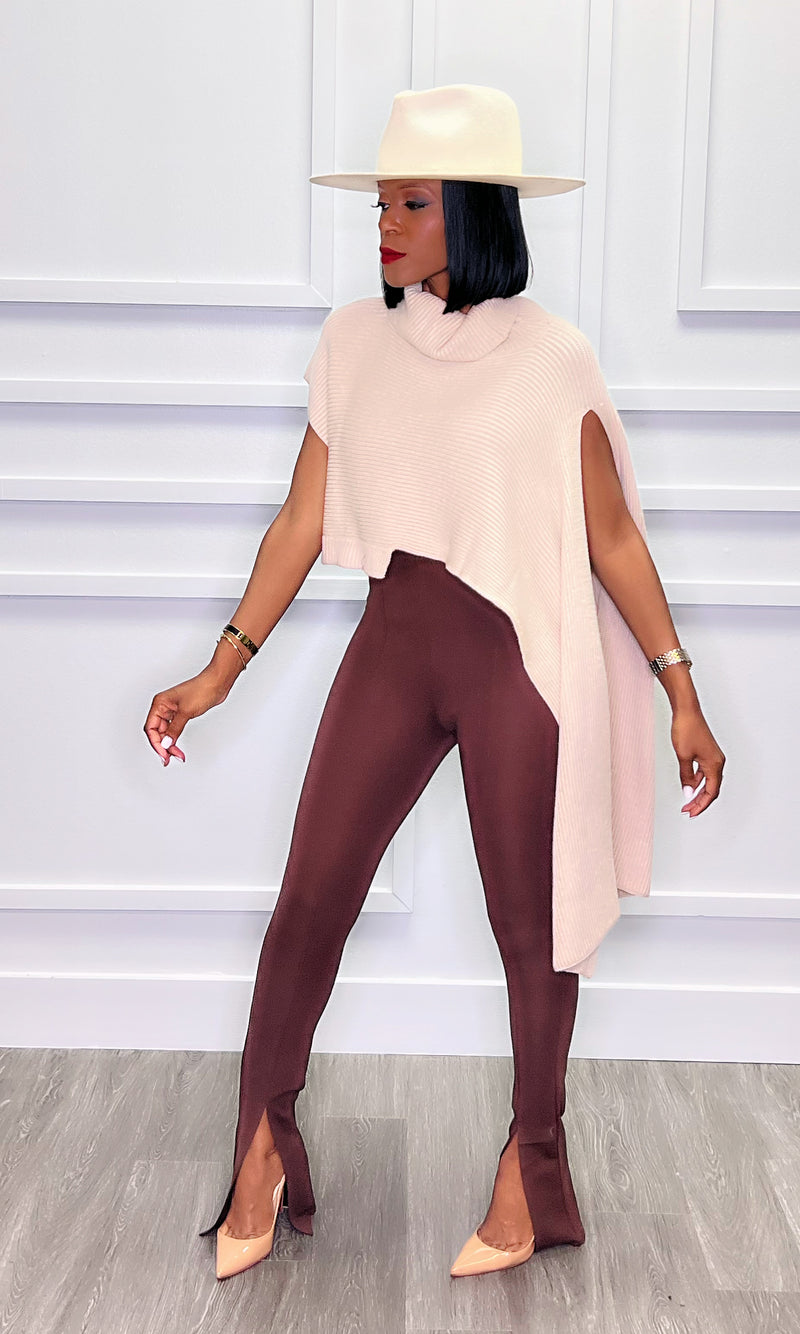 Chic Slit High Waist Chocolate Pants:FINAL SALE