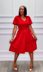 Fern Fit and Flare Red Dress:FINAL SALE