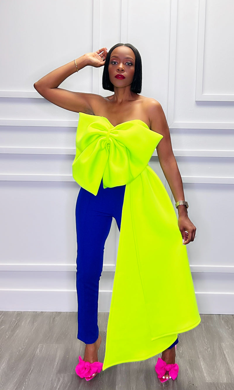 Tyson Train Lime Bow Top:FINAL SALE