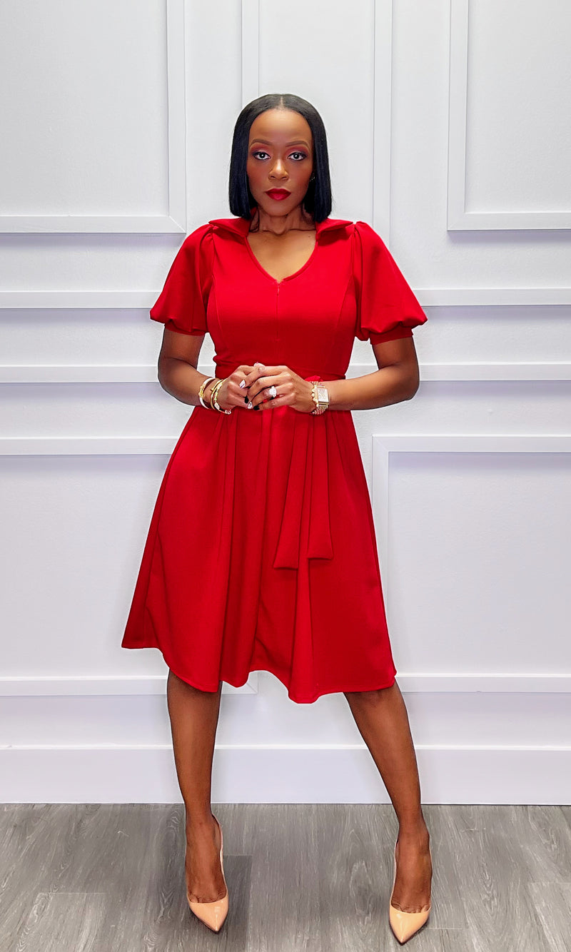 Fern Fit and Flare Red Dress:FINAL SALE