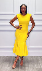 Farah Fishtail Citrine Midi Dress:FINAL SALE