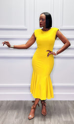 Farah Fishtail Citrine Midi Dress:FINAL SALE