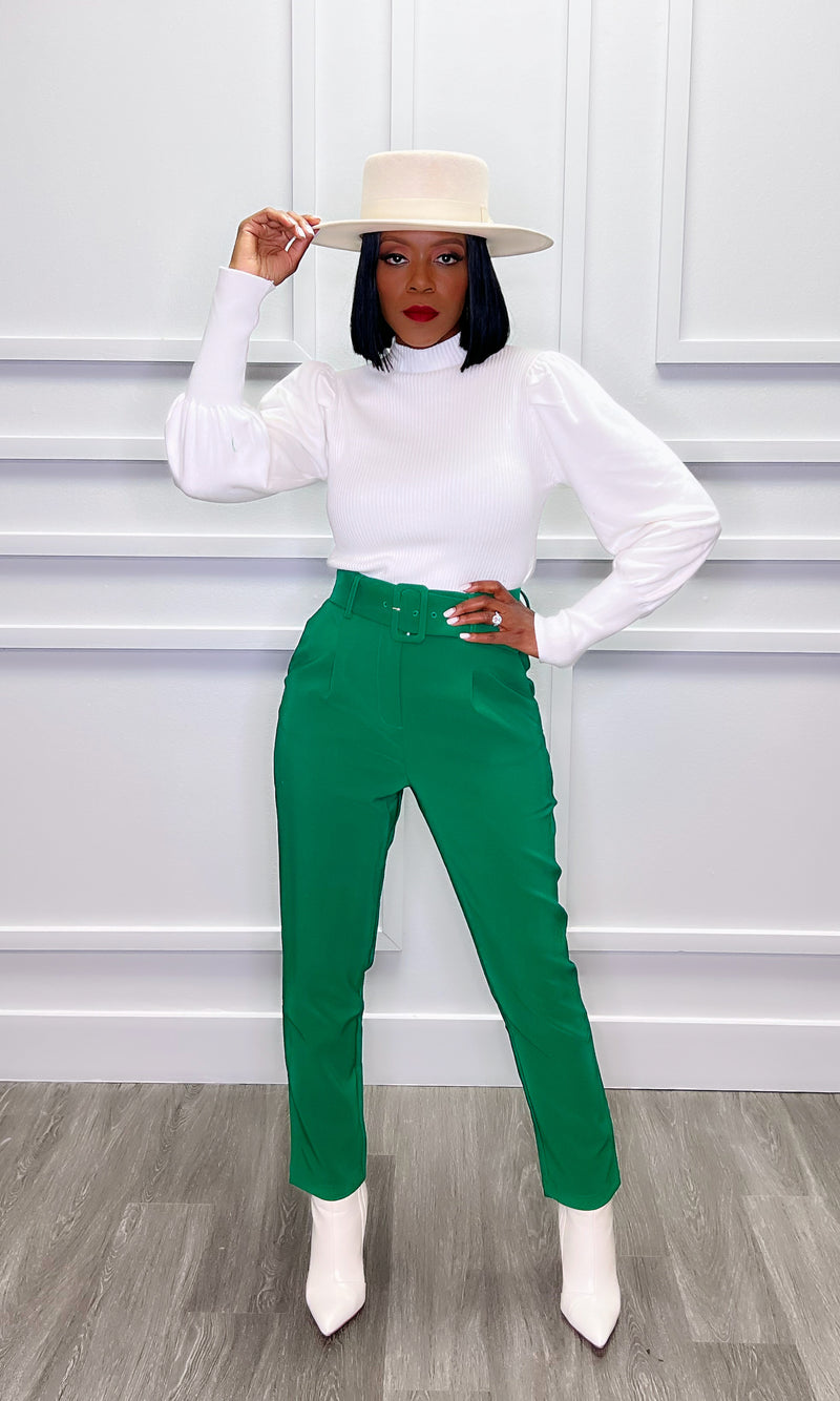 Greta Green Belted Ankle Pants:FINAL SALE