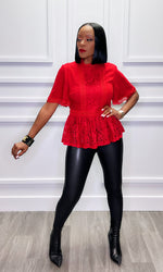 Lexi Lace Red Top:FINAL SALE