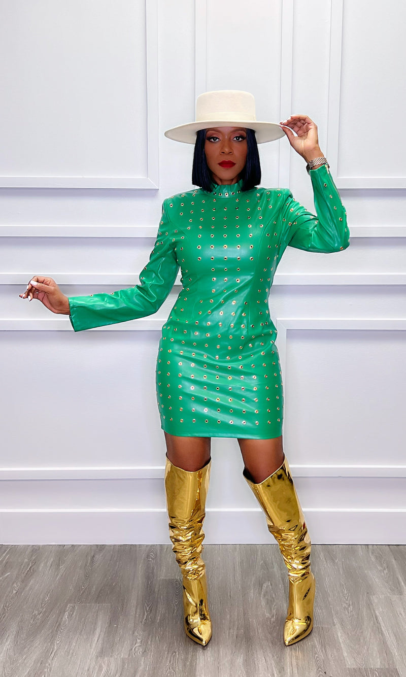 Glo Grommet Green Dress:FINAL SALE