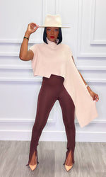 Chic Slit High Waist Chocolate Pants:FINAL SALE