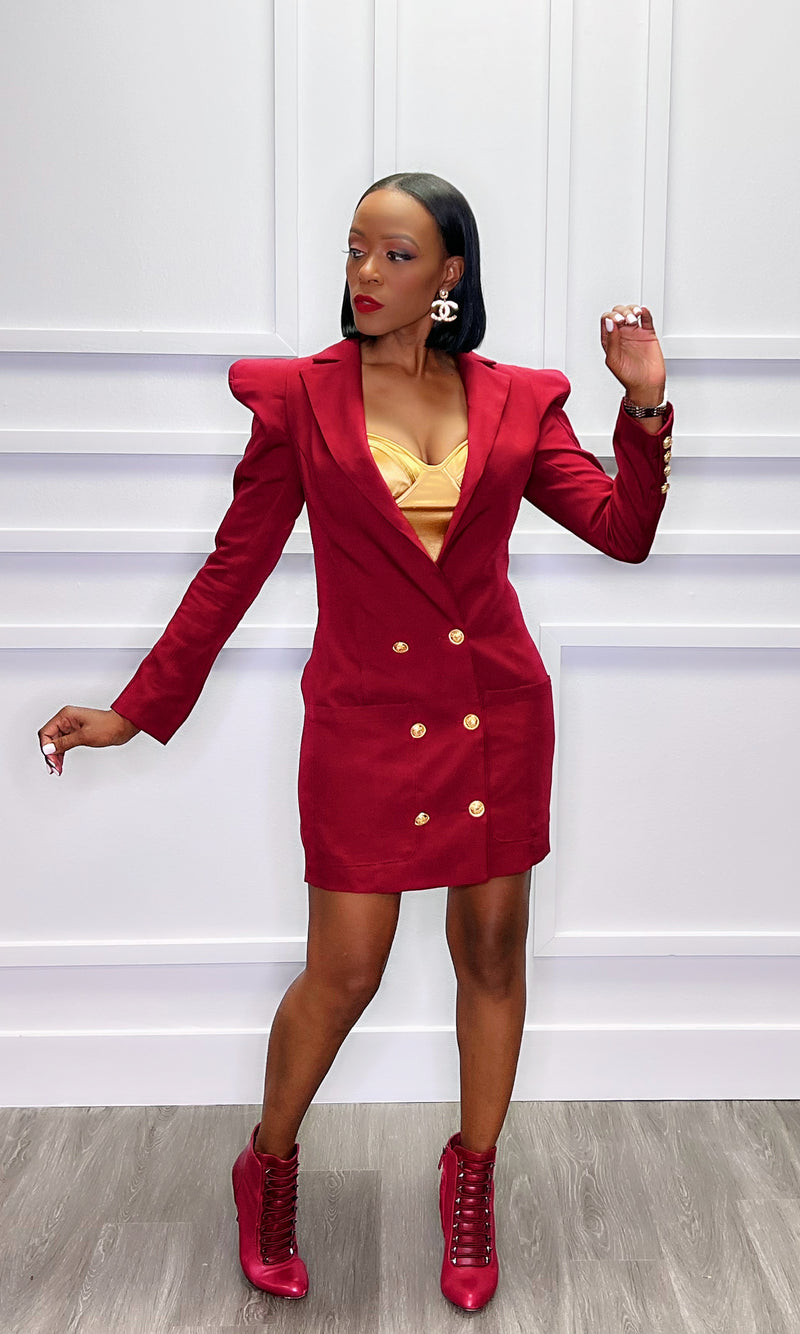 That Girl Burgundy Blazer Dress:FINAL SALE