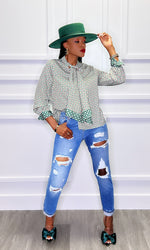 Miriam Printed Bow Top:FINAL SALE