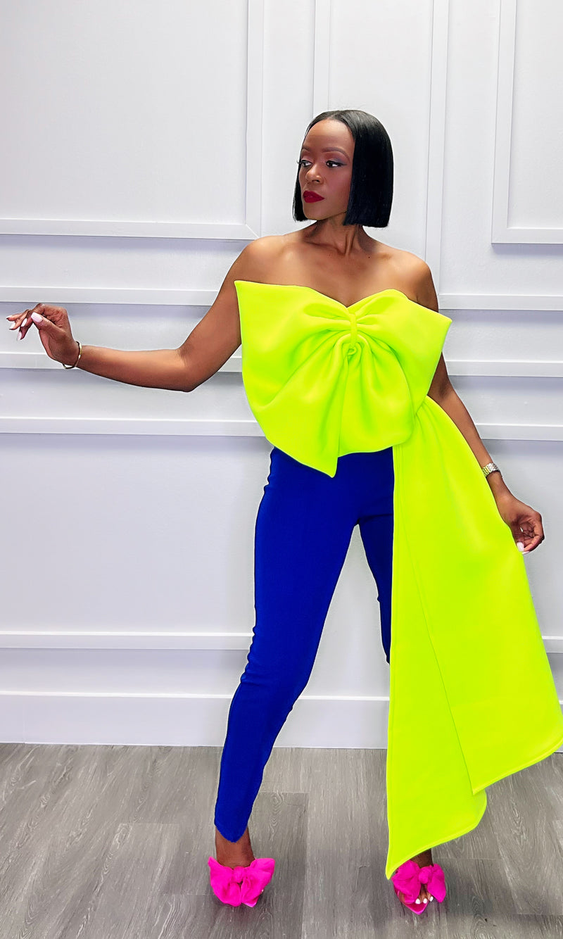 Tyson Train Lime Bow Top:FINAL SALE
