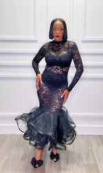 Lynn Lace Fishtail Black Dress:FINAL SALE