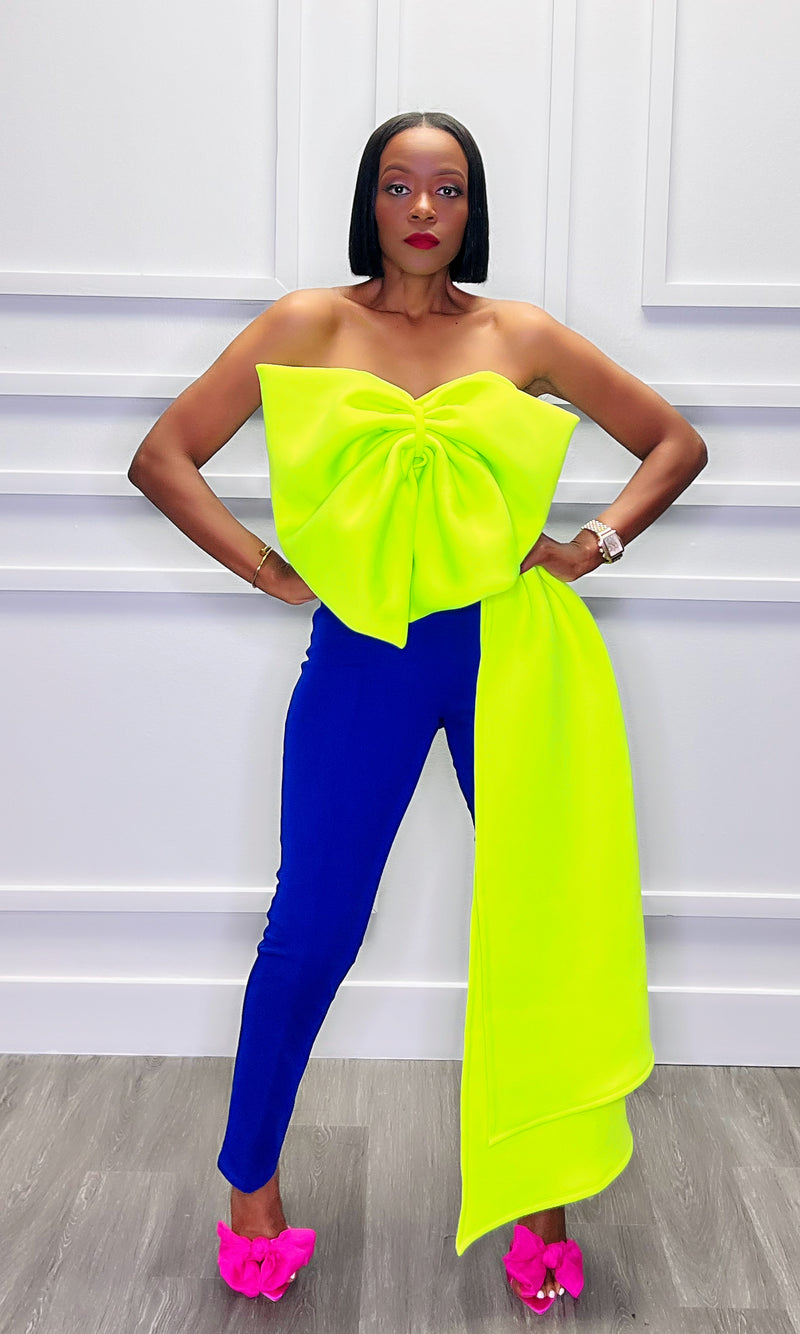 Tyson Train Lime Bow Top:FINAL SALE