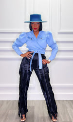 Chris Cropped Light Denim Cropped Top:FINAL SALE