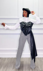 Tyson Faux Leather Bow Train Top:FINAL SALE