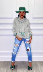 Miriam Printed Bow Top:FINAL SALE